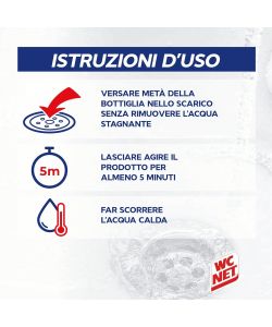 Wc Net Disgorgante Gel Professionale Turbo 500 ml per Scarichi