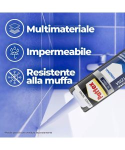 Pattex Silicone Cucine e Sanitari - Bianco 280 ml - Resistente Muffa e Umidità
