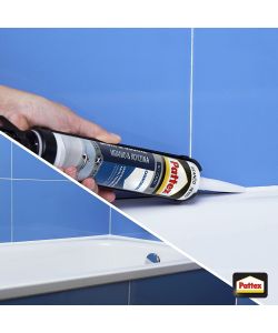 Pattex Silicone Cucine e Sanitari - Bianco 280 ml - Resistente Muffa e Umidità