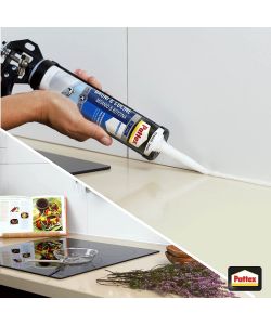 Pattex Silicone Cucine e Sanitari - Bianco 280 ml - Resistente Muffa e Umidità