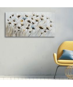 Bubola e Naibo Dipinto su Tela Fiori Beige 120x60 cm Decorazione Parete