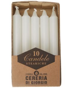 CERERIA DI GIORGIO Candele Steariche Bianche 1.8x1.8x15 cm Confezione 10 Pz