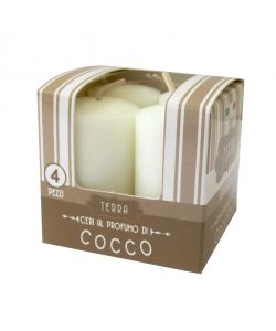 CERERIA DI GIORGIO Set 4 Candele Profumate Cocco 3x3x5,5 cm Bianco
