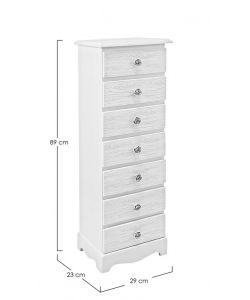 Bizzotto Cassettiera Blanc Bianco Opaco 7 Cassetti 29x23x89 cm