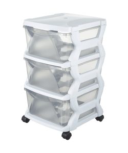 Bama Mobiletto 3 Cassetti Bianco 36x40x62 cm con Ruote Pivottanti