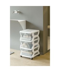 Bama Mobiletto 3 Cassetti Bianco 36x40x62 cm con Ruote Pivottanti