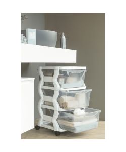 Bama Mobiletto 3 Cassetti Bianco 36x40x62 cm con Ruote Pivottanti