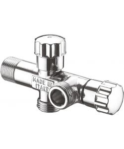 Rubinetto Sottolavabo Doppio Ottone Cromato 1/2 M x 1/2 M 2 maniglie