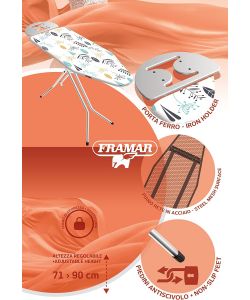 Framar Asse da Stiro Stira Light 105x30 cm - Regolabile con Porta Ferro