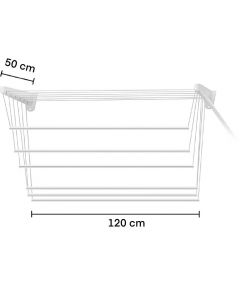 Framar Stendibiancheria Saliscendi da Parete e Soffitto Acciaio Bianco 50x120cm