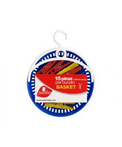 Jumbo 15 Mollette e Cestino Resistente in Plastica per Bucato