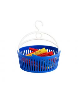 Jumbo 15 Mollette e Cestino Resistente in Plastica per Bucato