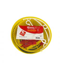 Jumbo 15 Mollette e Cestino Resistente in Plastica per Bucato