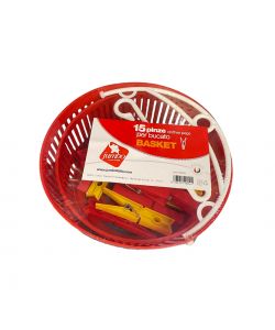 Jumbo 15 Mollette e Cestino Resistente in Plastica per Bucato
