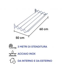 Jumbo Stendipanni Fisarmonica - Inox - 60 cm