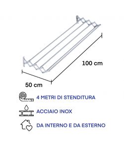 Jumbo Stendipanni Fisarmonica Inox 100 cm - Fissaggio a Parete