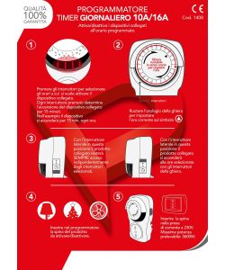 Poly Pool Programmatore Giornaliero Spina 16A Bianco 250V 10/16A