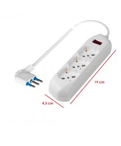 Poly Pool Multipresa Bianca Spina Salvaspazio 10A - 3 Schuko - 1,5m