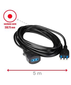 Poly Pool Prolunga Elettrica 5m Nera 10A 2P+T Uso Domestico Certificata