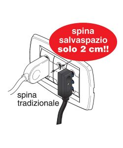 Poly Pool Spina Salvaspazio 10A 2P + T Bianco Uscita Cavo a 90°