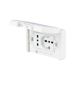 Poly Pool Presa Elettrica da Parete IP55 10/16A Bianca Placca Premontata