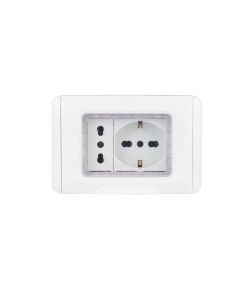 Poly Pool Presa Elettrica da Parete IP55 10/16A Bianca Placca Premontata