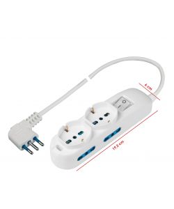 Poly Pool Multipresa Bianca 250V 1,5 m - 4 Prese Bivalenti - 2 Schuko