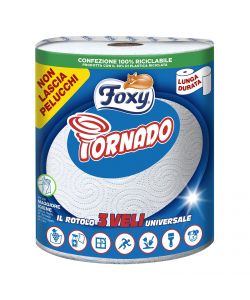 Foxy Carta Asciugatutto Tornado 3 veli Bianco 1 rotolo 250 strappi