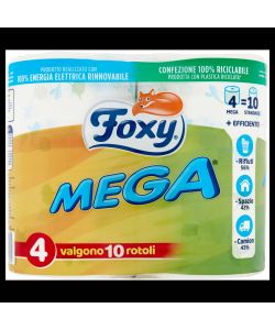 Foxy Carta Igienica Mega Decorata 4 Rotoli 2 Veli Bianco 8000 Fogli