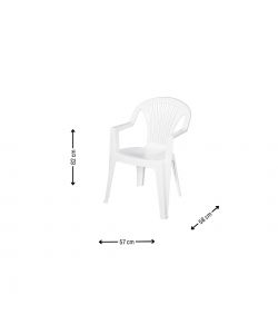 Sedia Lido Bianca in Polipropilene per Giardino 57x82x58 cm