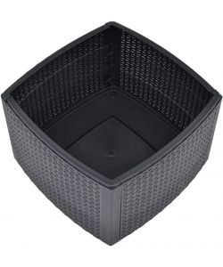 Ipae Progarden Tavolino Contenitore Giardino - Effetto Rattan Antracite - 53x53 cm
