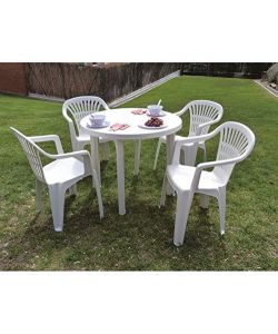Progarden Tavolo rotondo verde in resina 90 cm con foro ombrellone