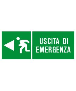 ROSH Targa di Sicurezza Uscita Emergenza Sinistra Verde 31x14 cm