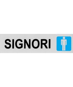 Targa Adesiva 'Signori' Vinile Rigido 4x15 cm Grigia per Bagno