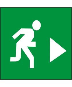 ROSH Targa adesiva Uscita di emergenza destra vinile 17x17 cm CEE