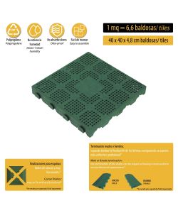 Art Plast Piastrella Polipropilene Verde - 40x40 cm