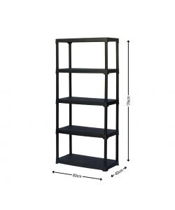 Art Plast Scaffale Nero 5 Ripiani in Polipropilene - 80x40x176 cm