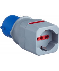 Electraline Adattatore CEE 3 Poli a Schuko Blu 10/16A con 2 Prese 10/16A