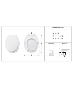 Seba Italia Sedile WC Universale Roma - Bianco -  38 cm