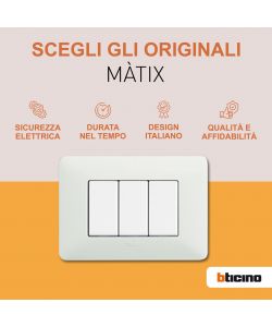 Bticino Supporto Trasparente Matix per Scatole a 3 Moduli - 116x60mm