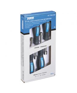 Fervi Chiavi a Bussola 10-11-12-13mm Impugnatura Cromata - Kit 4 pz