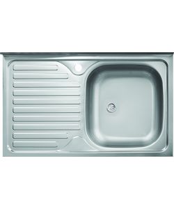 Lavello da Appoggio Destro 50x80 cm in Acciaio con Gocciolatoio