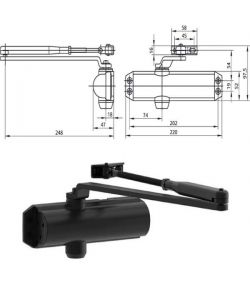 Chiudiporta Aerodinamico Nero Dc120-1 Mab