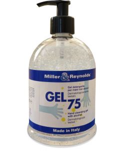 Gel detergente mani 500ml 75% Alcol con dispenser Made in Italy