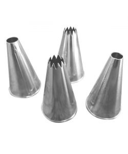 Calder Beccuccio Decoratore Inox per Sac � Poche - Set 4 Pezzi - 2 Lisci 2 Dentati