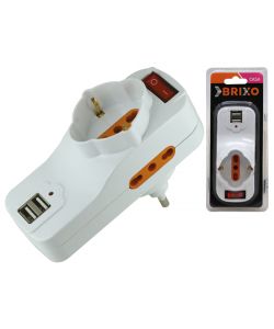 Adattatori Triplici Rotanti Brixo + 2Usb