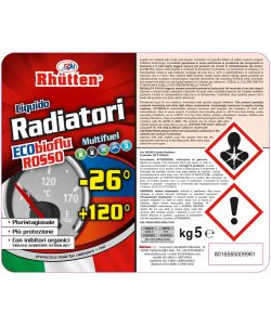 Rhutten Liquido Radiatori Ecobioflu Rosso - Protezione Antigelo - 5L