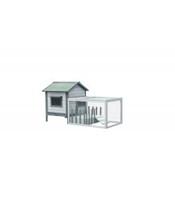 Alce Casetta per conigli in legno grigio 146x75x83 cm con recinto