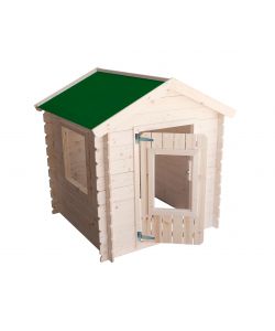 Casetta Bimbi Snoopy 100x100 cm Legno Naturale con Finestra Verde