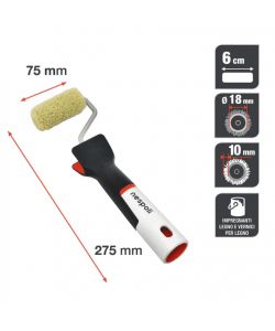 Nespoli Minirullo Teflon 6 cm per Pittura Legno - Manico Soft Touch